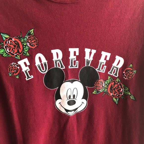 Disney Tee Forever Mickey Roses Long Sleeve Top Sz M EUC - Picture 10 of 11